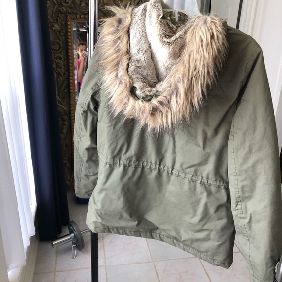 Green Hooded Parka with Fur - Picture 3 of 10